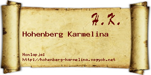 Hohenberg Karmelina névjegykártya